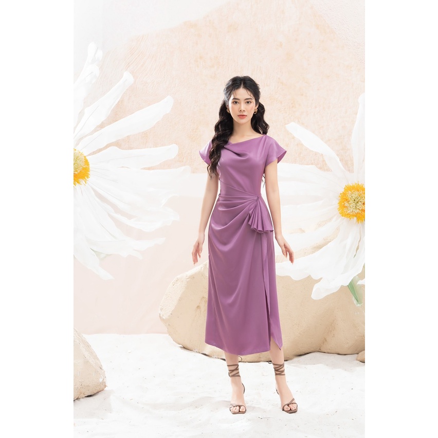 Váy công sở nữ ALLY thiết kế xoắn eo phải trẻ trung che khuyết điểm phù hợp công sở váy đi tiệc