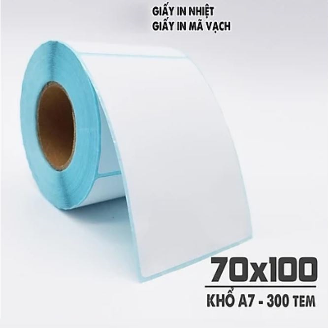 Cuộn 300 tờ giấy A7 in tem đơn hàng phiếu vận chuyển shopee và sàn TMĐT Size 70x100mm dành cho máy in nhiệt 7x10cm