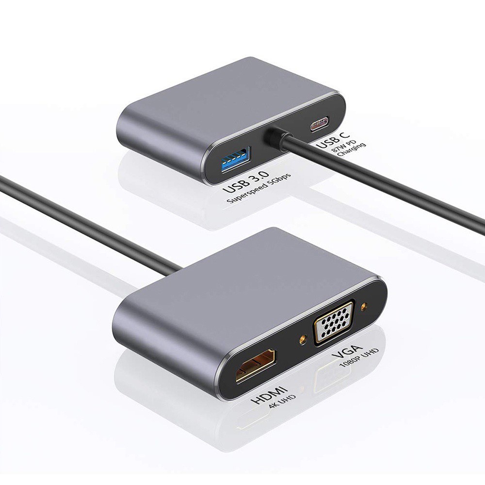 Sạc nhanh type C sang HDMI/VGA/USB/USB-C Type-C 4 trong 1 USB 3.0 HDMI+VGA+USB+pd