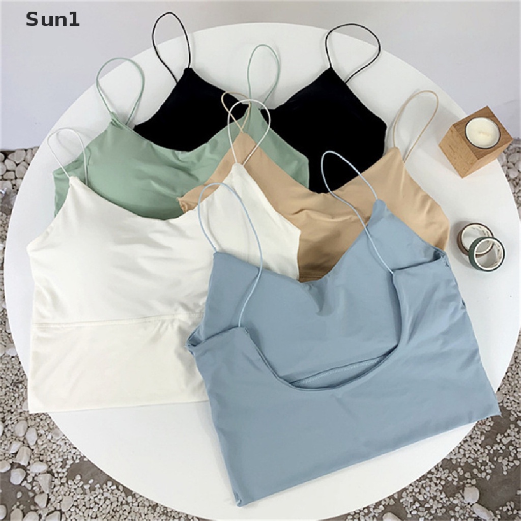 Áo Ngực Crop Top Vải Lụa Mát Không Đường May Màu Trơn Thời Trang Mùa Hè Cho Nữ 1 >