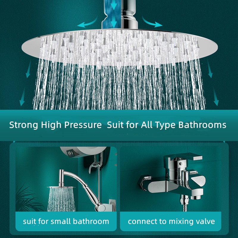 Đầu Vòi Hoa Sen Hình Vuông/Tròn Bằng Thép Không Gỉ Cỡ Lớn Cho Nhà Tắm