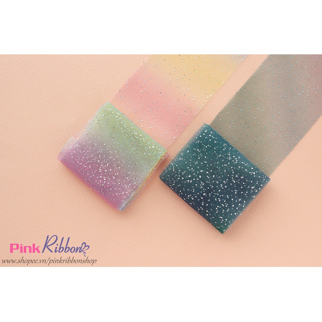 Voan lưới cầu vồng chấm nhũ 6cm | BigBuy360 - bigbuy360.vn