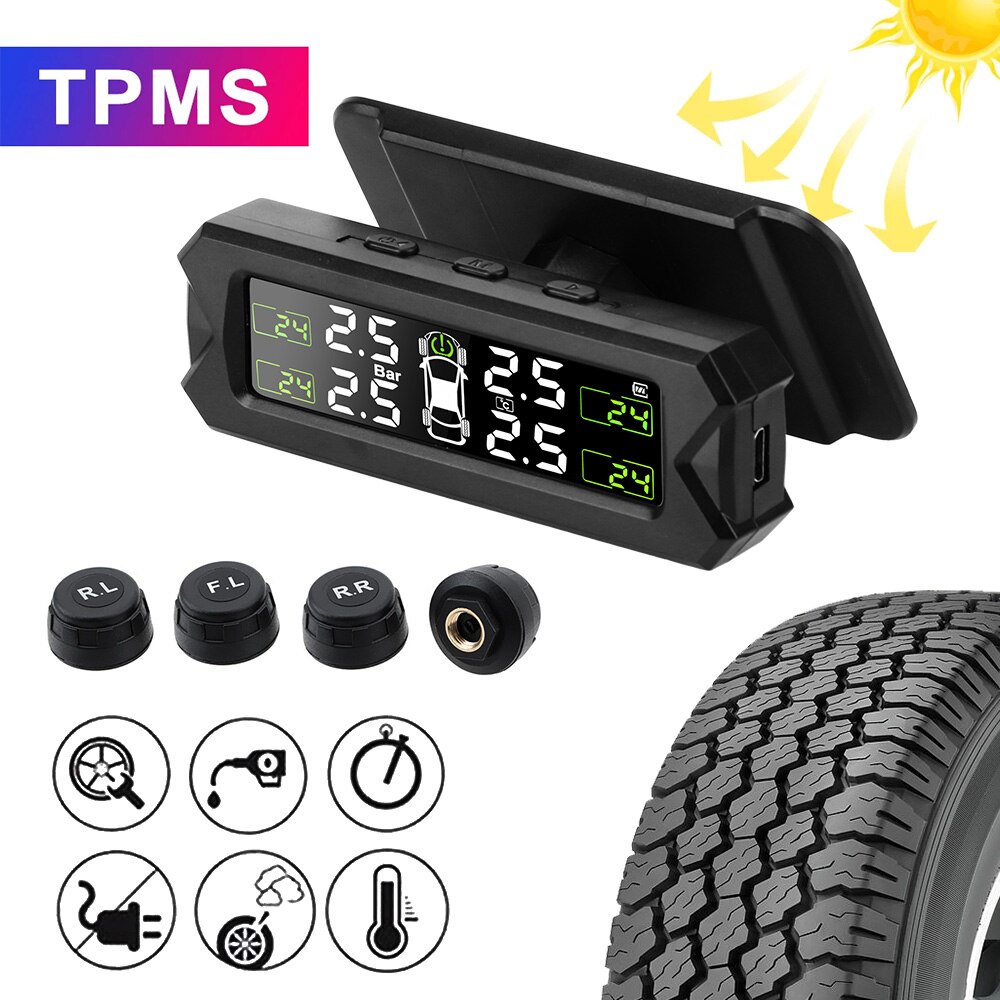 Hệ Thống Cảnh Báo Áp Suất Lốp Xe Hơi TPMS Cảm Biến Nhiệt Độ Năng Lượng Mặt Trời