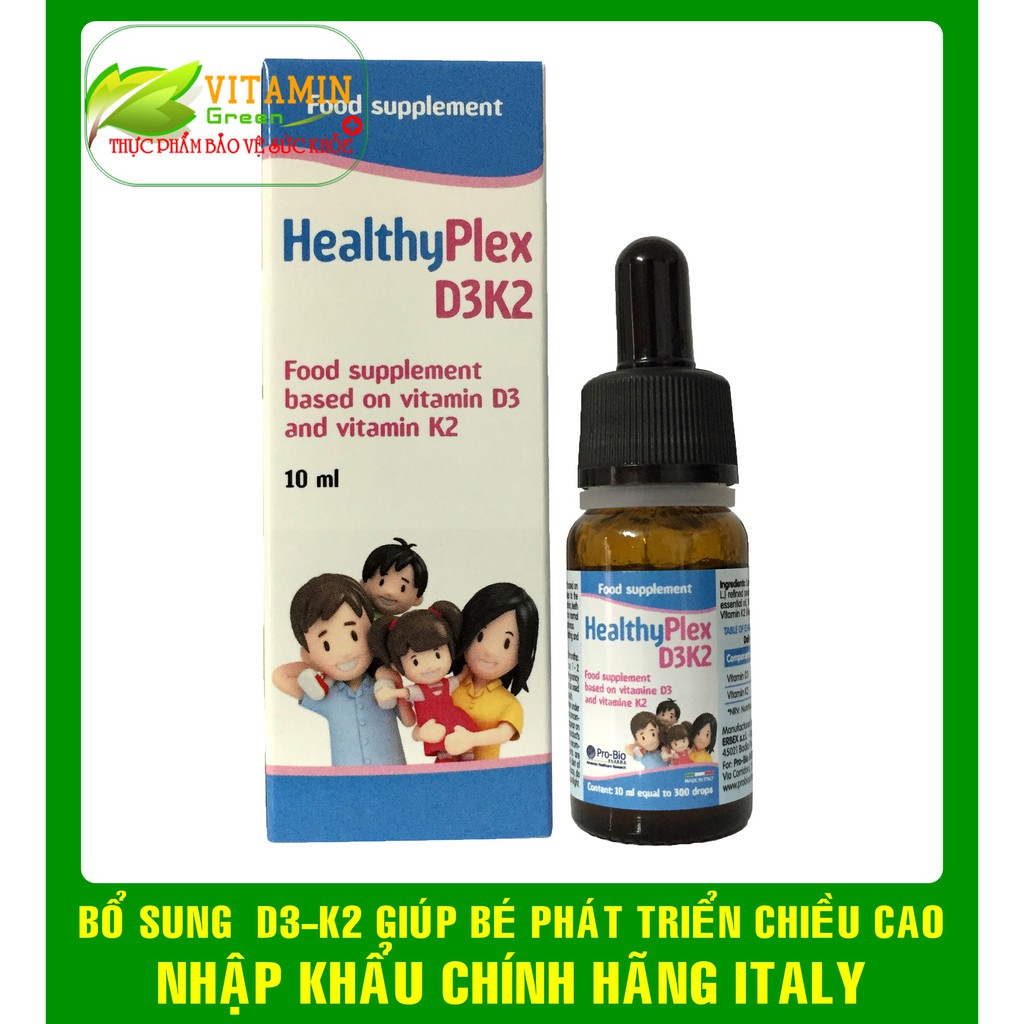 HEALTHYPLEX D3K2 BỔ SUNG VITAMIN D3-K2 CHO BÉ GIÚP TĂNG CƯỜNG HẤP THU CANXI | NHẬP KHẨU CHÍNH HÃNG ITALY