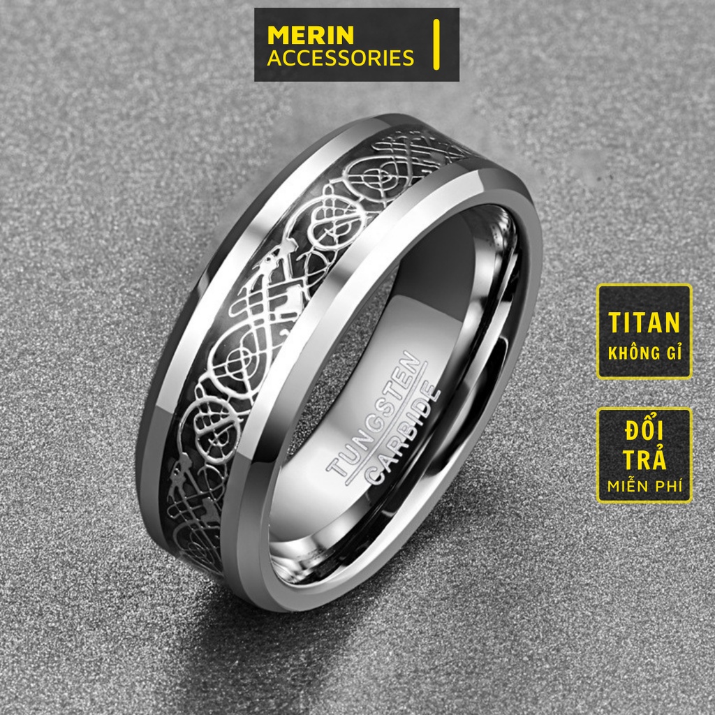 Nhẫn nam nữ tròn Merin Accessories màu bạc thời trang chất Titan đẹp đơn giản không gỉ - Nhẫn Messy