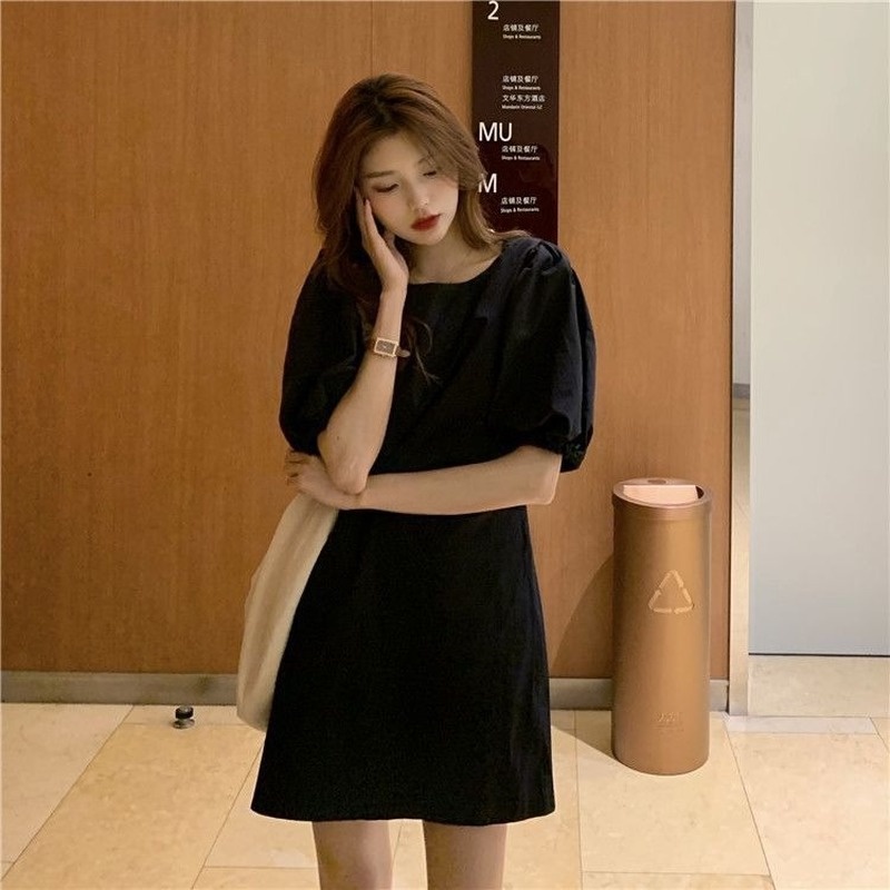 Đầm Tay Ngắn Phồng Phong Cách Retro Thời Trang Mùa Hè Cho Nữ