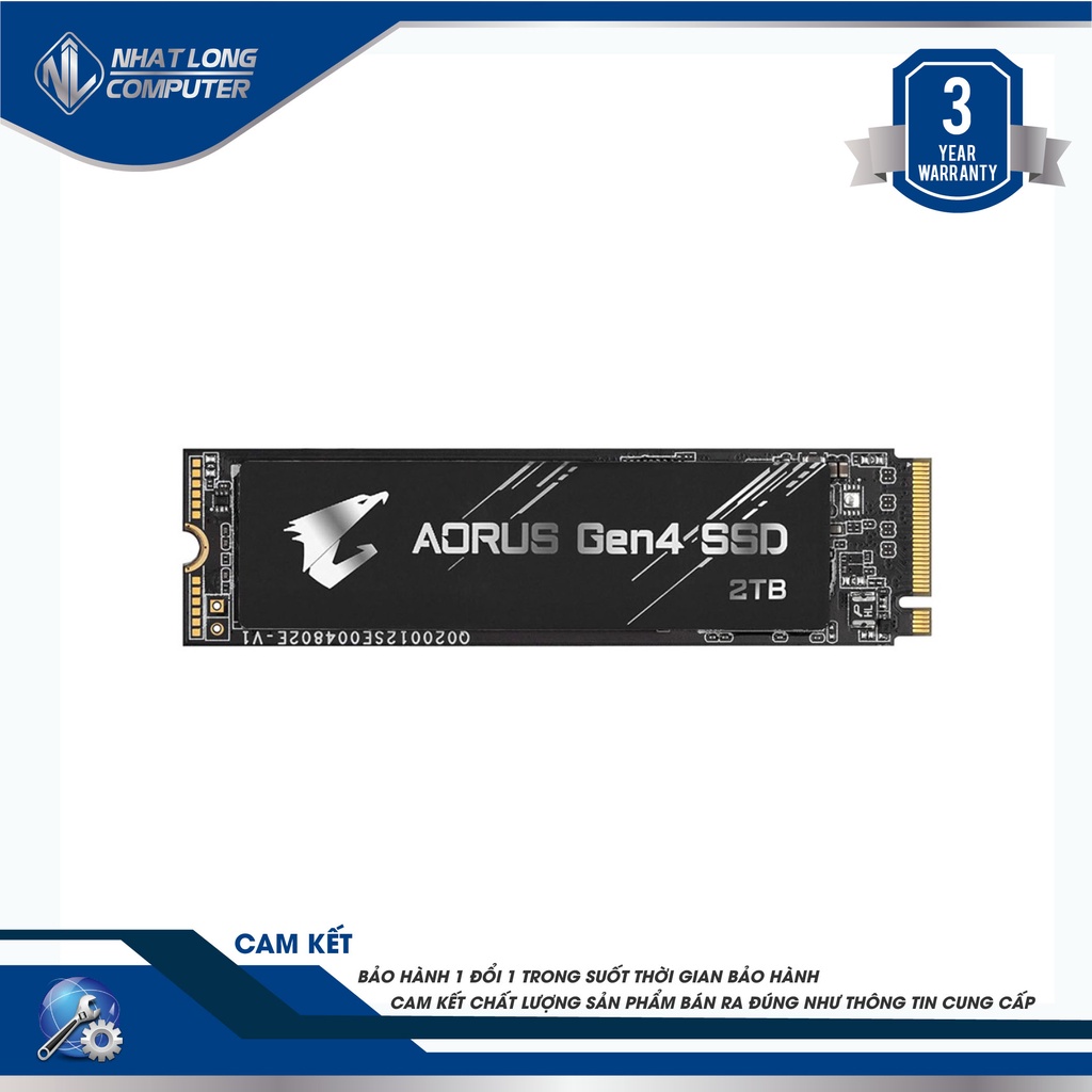 Ổ cứng SSD Gigabyte Aorus 2TB PCIe Gen4 x4 NVMe M.2 GP-AG42T bảo hành 3 năm.