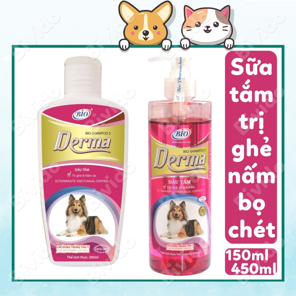 Sữa tắm Bio-Shampoo 5 Derma diệt ghẻ và nấm da chai 150ml và 450ml - Bivido