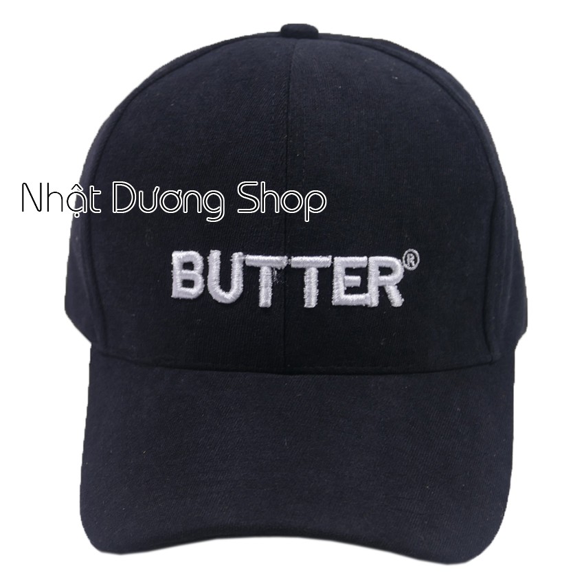 Nón kết vải nhung tăm gân nổi thêu chữ BUTTER thời trang cao cấp thich hợp cho nam và nữ