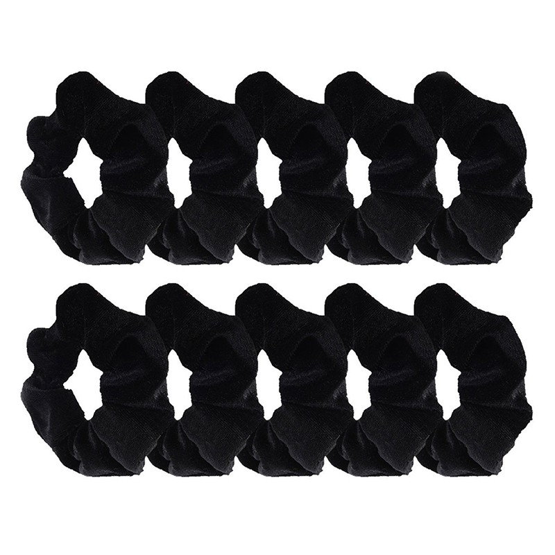 Set 10 dây buộc tóc bằng nhung màu đen