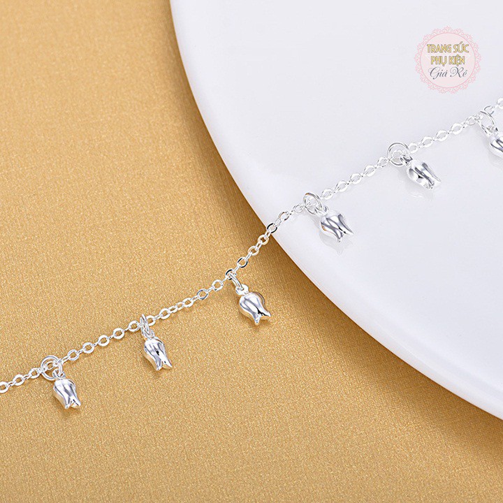 Lắc chân thời trang nữ nụ hồng, bạc S925 - LC29