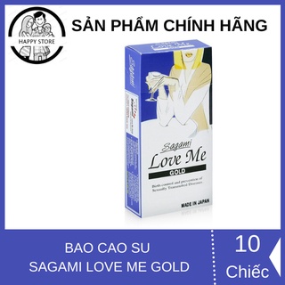 Bao Cao Su SAGAMI LOVE ME GOLD - Hộp 10 Cái - Kiểu Truyền Thống, Trơn, Ôm Khít, Siêu Mỏng - Nhập Khẩu Nhật [Chính Hãng]