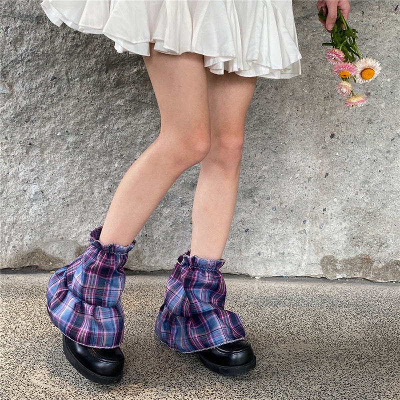 Xiangbao Vớ Ống Loe Xiang Họa Tiết Kẻ Sọc Phong Cách Punk Gothic Harajuku Cổ Điển Giữ Ấm Chân Dáng Rộng Cho Nữ