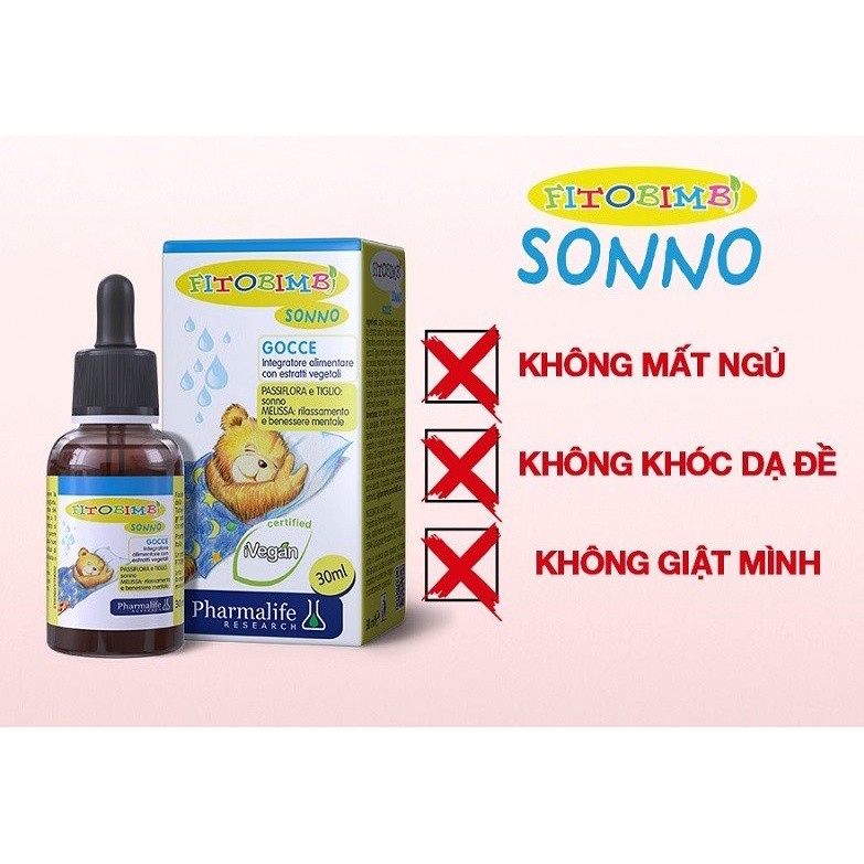 Siro Uống Fitobimbi Sonno Gocce Hỗ Trợ Cải Thiện Giấc Ngủ, Giảm Căng Thẳng Cho Trẻ Nhỏ Hộp 30ml