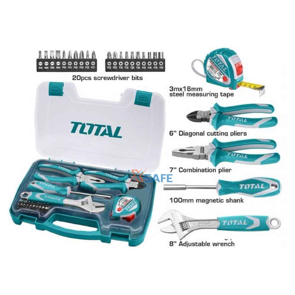 Bộ dụng cụ cầm tay 25 chi tiết TOTAL THKTHP90256 mạ chrome chắc chắn, chịu lực, chịu nhiệt tốt - chính hãng