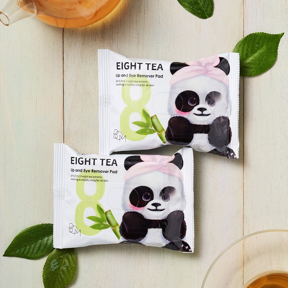 Khăn ướt tẩy trang 8 loại trà BOM Eight Tea Lip and Eye Remover Pad