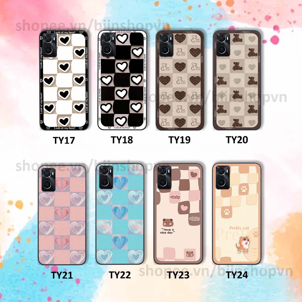 Ốp Oppo A76 caro trái tim nhiều màu sắc, đầy cá tính, khẳng định phong cách