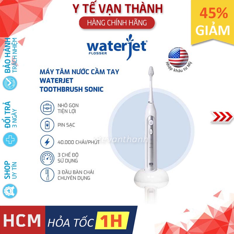 ✅ [CHÍNH HÃNG USA] Bàn Chải Điện Waterjet Sonic Toothbrush | Sóng âm đánh bay mảng bám gấp 10 lần -VT0625