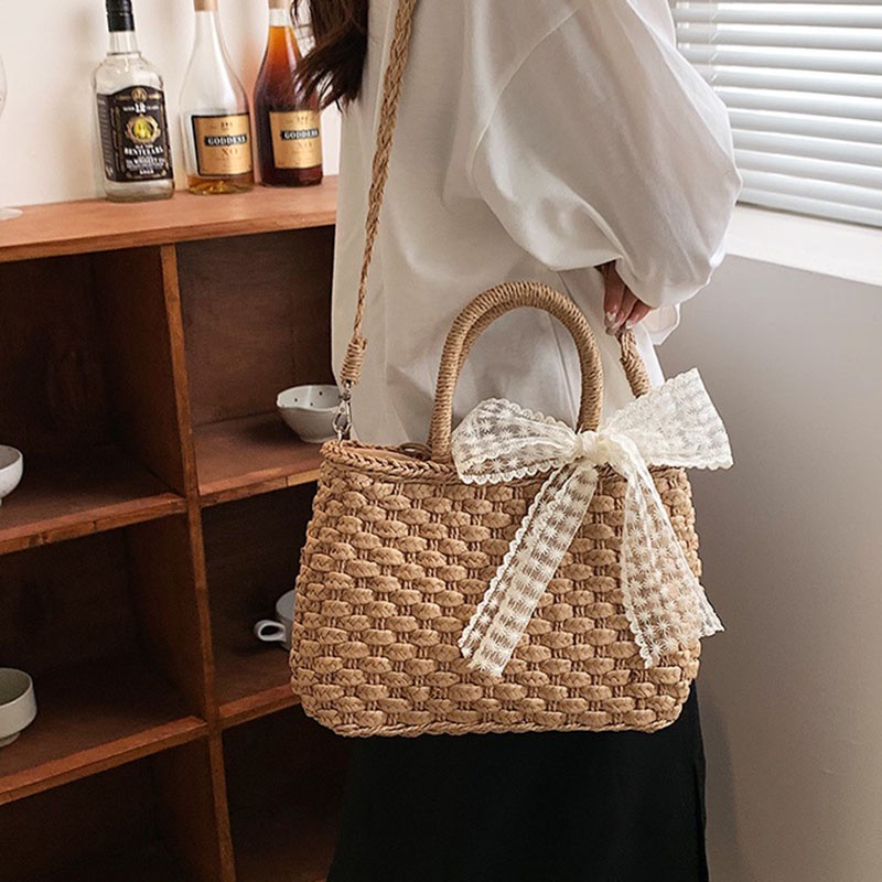 Túi xách IELGY đan rơm phong cách đi biển dành cho nữ