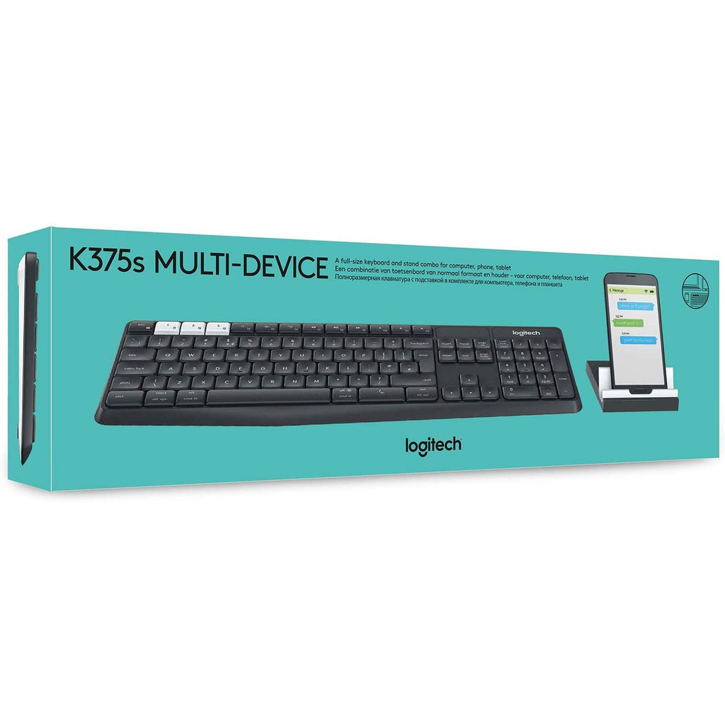 Bàn phím bluetooth Logitech K375S chính hãng, chống ồn, chống nước, có đế để điện thoại, máy tính bảng KBW-LOG-BT-K37