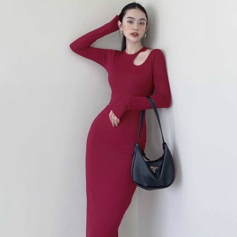 Đầm body tay dài tôn dáng khoét vai sexy cá tính hàng thiết kế Sun Fashion
