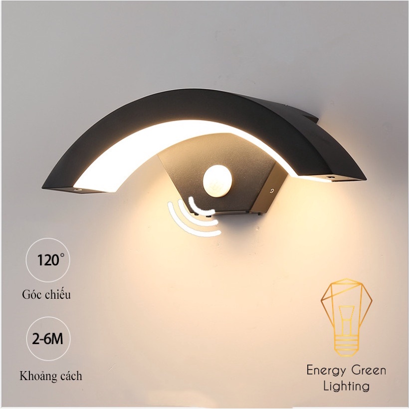 Đèn Tường Energy Green Lighting Cong 18w Thân Nhôm Chống Nước DT-4141 Decor Vintage - Cảm Biến Chuyển Động