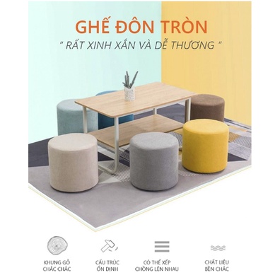 Ghế đôn sofa ghế đẩu tròn bắc âu phù hợp mọi loại bàn phòng khách hiện đại chính hãng IGA- GC14