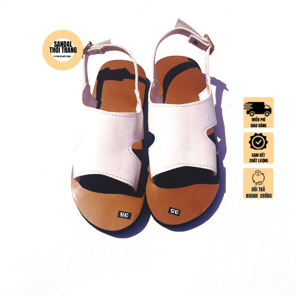 Giày sandal Nữ đi học màu nâu trắng SANDALTHOITRANG  full size 30-44