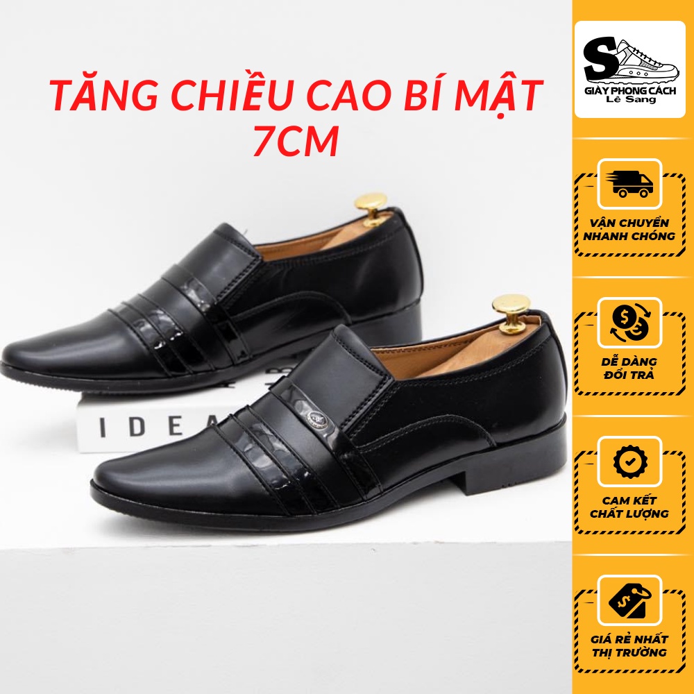 Giày tây nam tăng chiều cao ẩn 7cm, da mềm cao cấp, đế khâu sẵng thời thượng - KCC