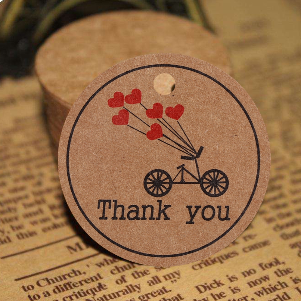 Bộ 100 Thẻ giấy kraft trang trí túi đựng quà cưới xinh xắn