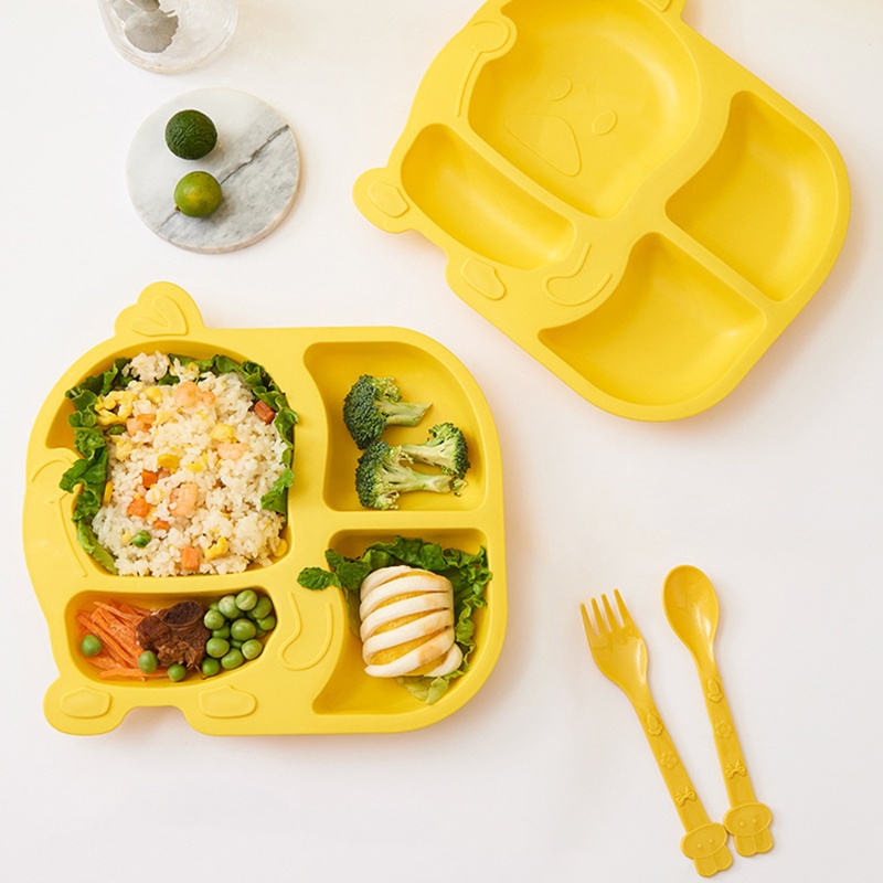 Bộ Tô Muỗng Nĩa Chống Rơi Hình Vịt Hoạt Hình Dễ Thương Cho Trẻ Mẫu Giáo