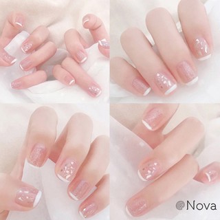 ❤Móng Tay Giả Ngắn Kiểu Pháp Thiết Kế Đơn Giản