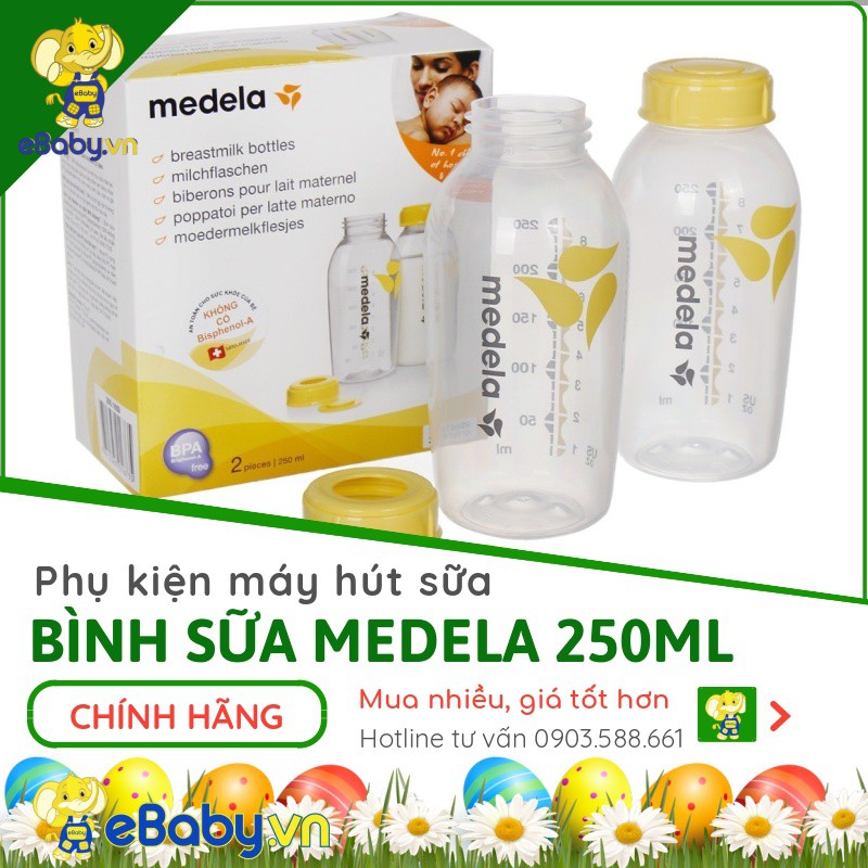 Bình Sữa Medela 150ml và 250ml-  HÀNG CHÍNH HÃNG - Bình chứa trữ sữa mẹ 150ml,  250ml (Dùng cho mọi loại máy của MedeIa)