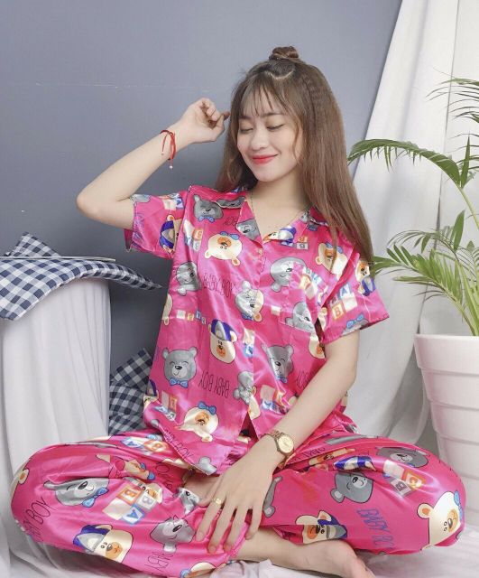 ĐỒ BỘ PHI BÓNG HOẠT HÌNH CUTE DỄ THƯƠNG CHẤT VẢI MỀM Mát TAY NGẮN QUẦN DÀI