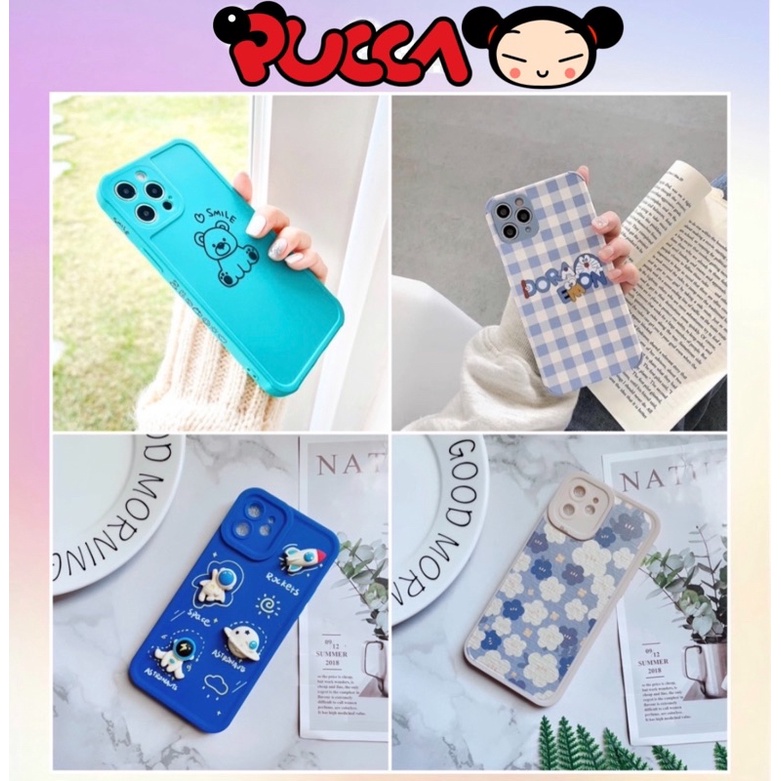 Ốp iPhone 12 Nhựa Dẻo Viền Camera Hình Dễ Thương