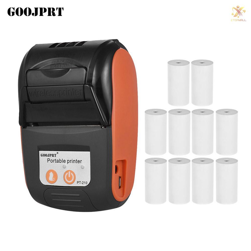 E&amp;T GOOJPRT PT-210 Portable Thermal Printer Handheld 58mm Receipt Printer for Retail Stores Restaura