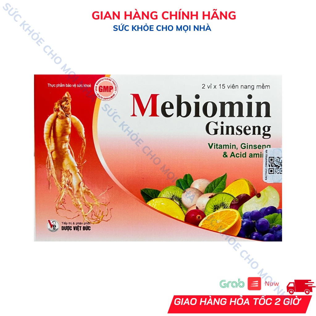 Viên uống Mebiomin Ginseng bổ sung vitamin,acid amin, chiết xuất nhân sâm bồi bổ cơ thể,hỗ trợ tiêu hóa.suckhoechomoinha