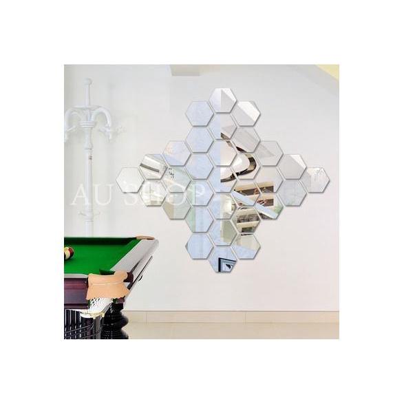 12 miếng dán tường 3D hiệu ứng gương hình lục giác