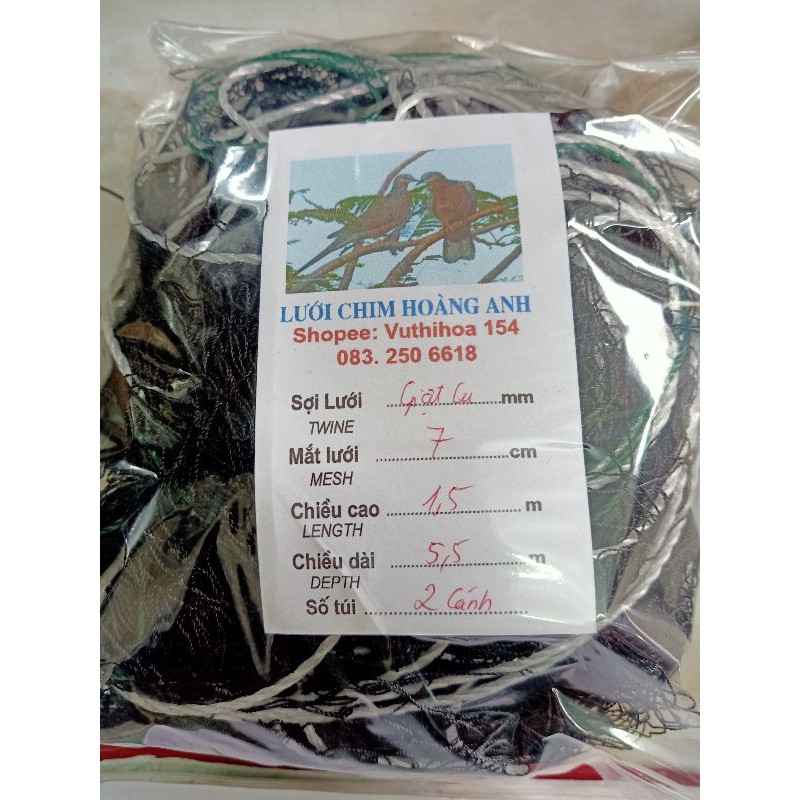 LƯỚI ÚP C-U GÁY 2 cánh.5,5x1,5m - Dài 6,5m cao1,7m