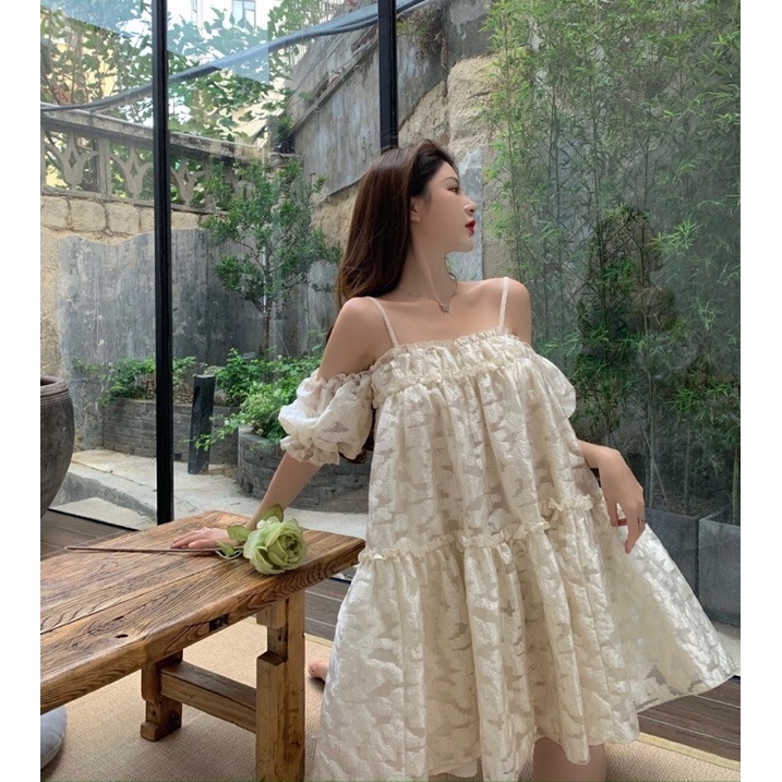 [ẢNH THẬT] VÁY HOA BABYDOLL TRỄ VAI HAI DÂY HÀNG HAI LỚP | BigBuy360 - bigbuy360.vn