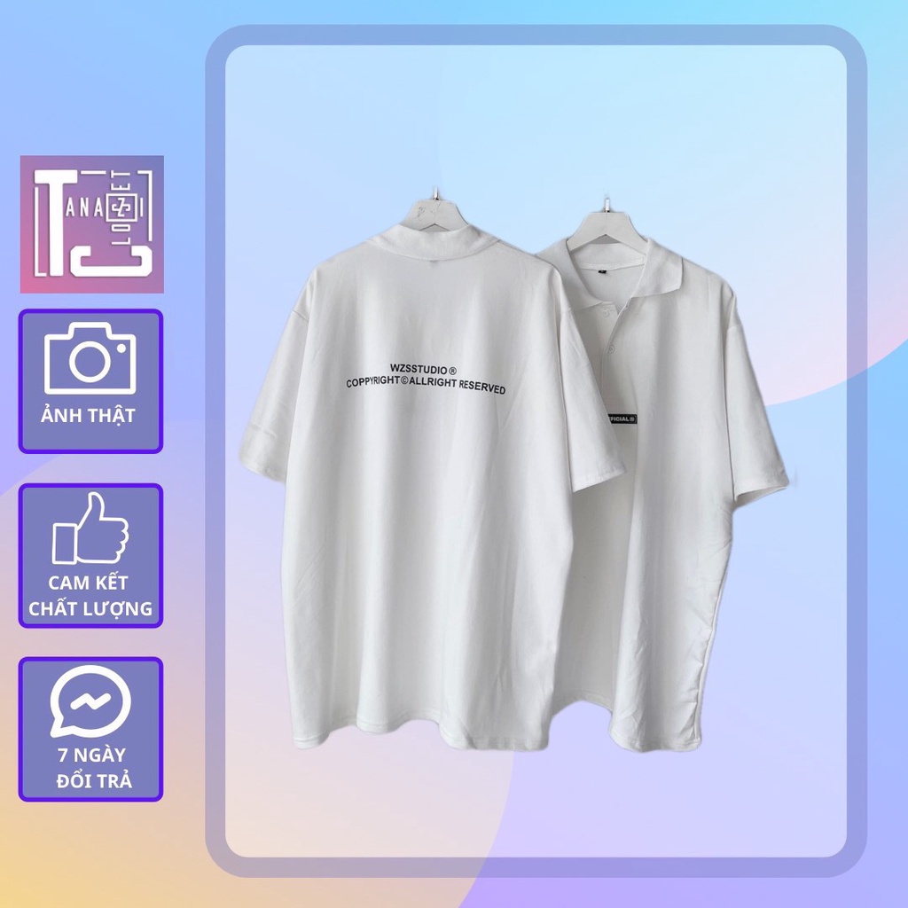 Áo polo form rộng chữ in tag wzs  Tanazi Closet