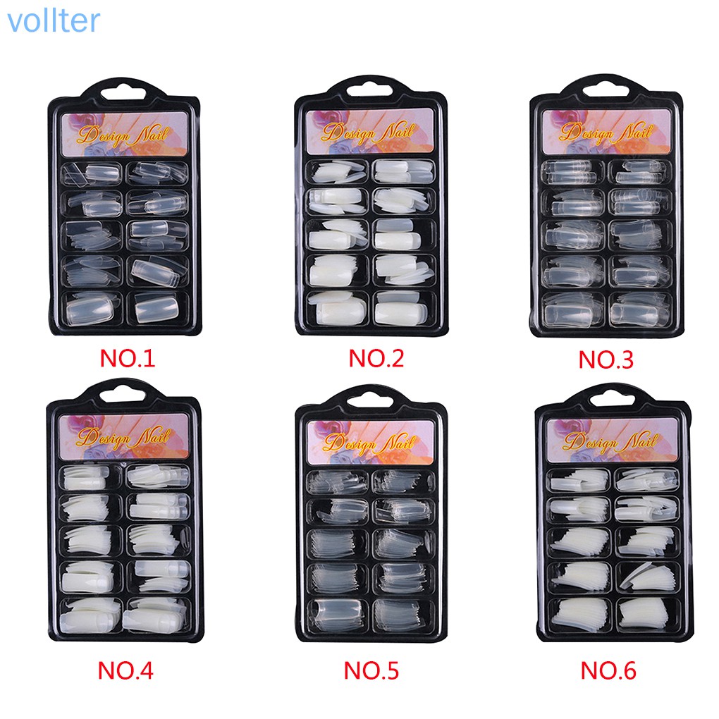 [Hàng mới về] Set 100 Móng Tay Giả Bằng Nhựa Màu Trơn Kiểu Pháp