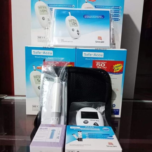 [No3.Test] 01 Bộ máy test đường huyết Sinocare, gồm 1máy+50 test+50kim