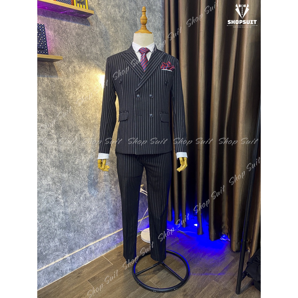 Vest nam cao cấp sọc kẻ phong các Hàn Quốc,Blazer Nam 2 màu Đen/Xám