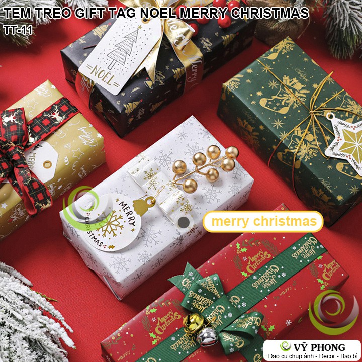 SET 10 TEM TREO GIFT TAG TREO NOEL MERRY CHRISTMAS GIÁNG SINH TRANG TRÍ ĐÓNG GÓI BAO BÌ HỘP QUÀ TẶNG TT-11
