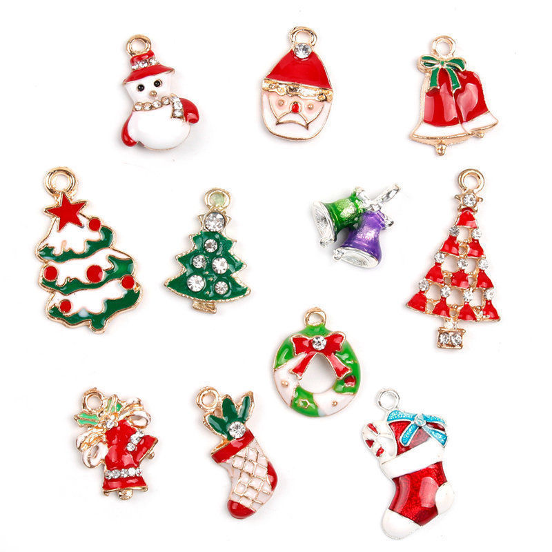 Set 19 món phụ kiện nhiều màu sắc dùng để trang trí làm vòng cổ phong cách Giáng sinh dễ thương