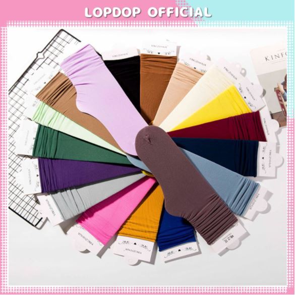 Tất nữ cổ cao 2 trong 1, vớ nữ cổ cao nhún JK ống mỏng màu pastel thấm hút mồ hôi và chống khuẩn -TAT15 Lopdop Official