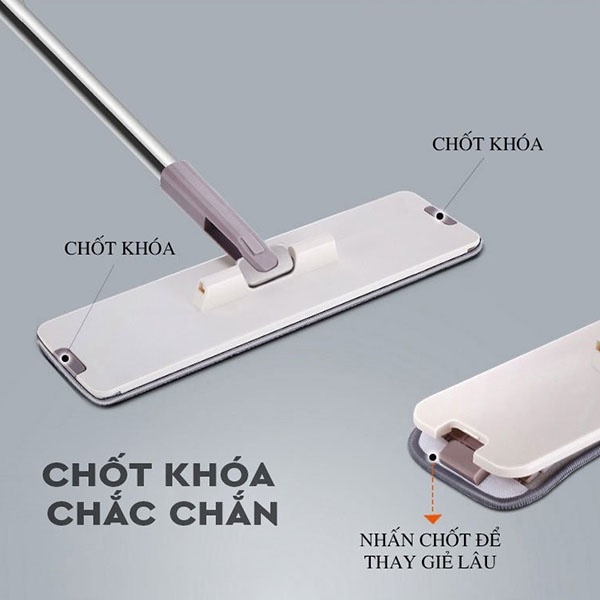 Bộ khăn lau sàn thay thế cho cây lau nhà ETM471RLF Lock&amp;Lock Refill Squeeze Flat Mop - Hàng chính hãng - Giadungmall