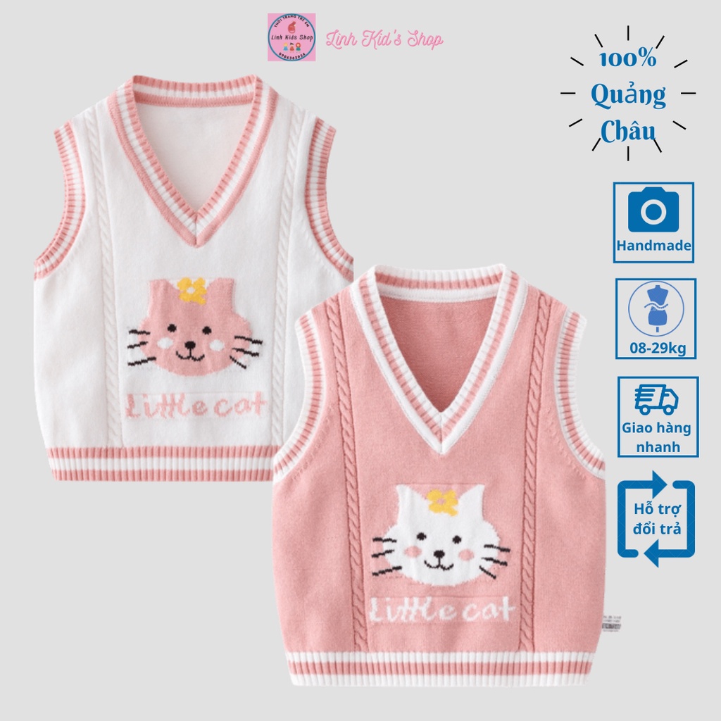 Áo gile len cho bé gái từ 8-29kg