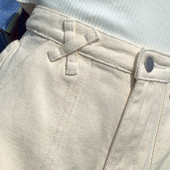 Quần lửng nữ chất vải kaki lưng cao, đai chéo phong cách Hàn Quốc có bigsize 70kg